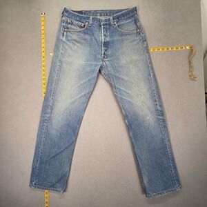 Vintage Levis 501 Jeans Mens Blue Button Fly Made Japan Stains Fits 30x28